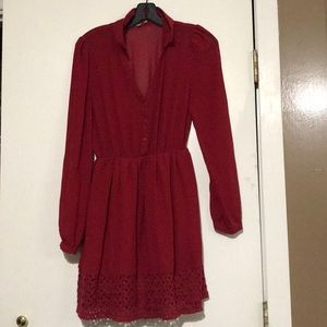 Red medium button up dress